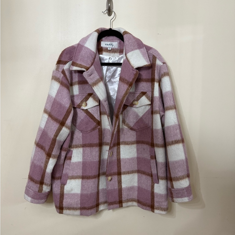 Sebby Pink and White Plaid Jacket